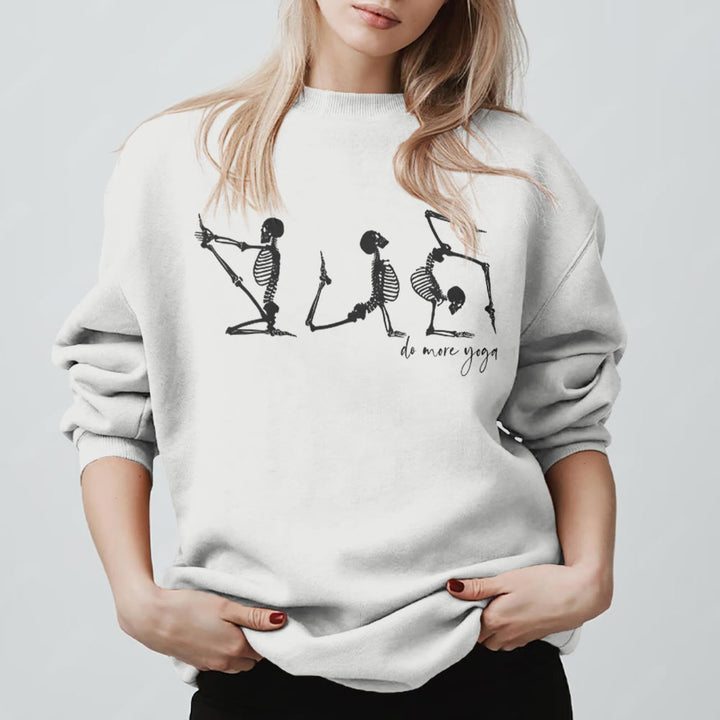 Olivenorma Skeleton Yoga 'Do More Yoga' Motivational Sweatshirt - White - 2XL - image 11