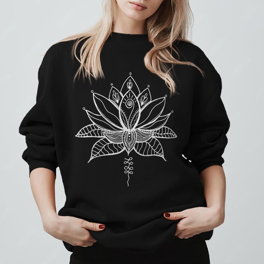 Olivenorma Lotus Bloom Yoga Meditation Sweatshirt - Black - 2XL - image 0