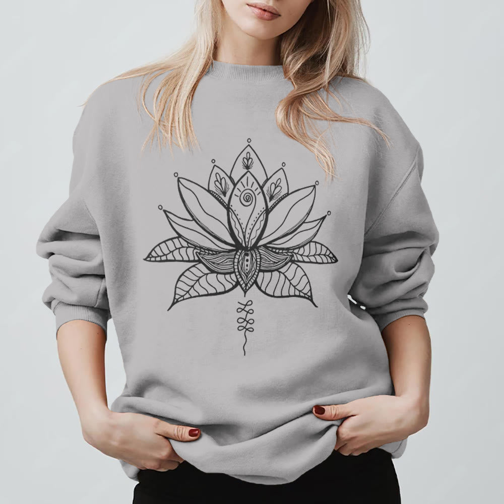 Olivenorma Lotus Bloom Yoga Meditation Sweatshirt - Grey - 2XL - image 3