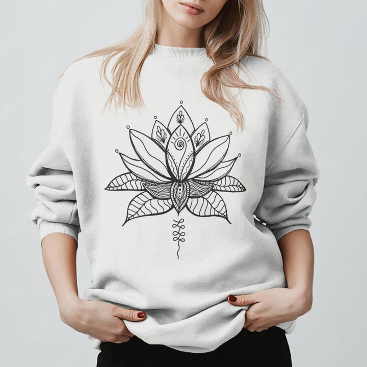 Olivenorma Lotus Bloom Yoga Meditation Sweatshirt - White - 2XL - image 11