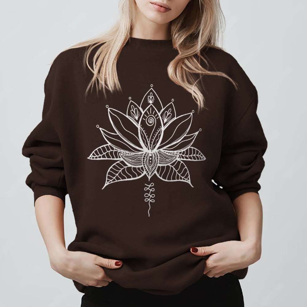 Olivenorma Lotus Bloom Yoga Meditation Sweatshirt - Brown - 2XL - image 9