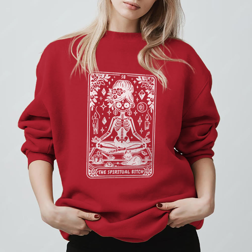 Olivenorma Spiritual Bitch Meditation Yoga Sweatshirt - Red - 2XL - image 13