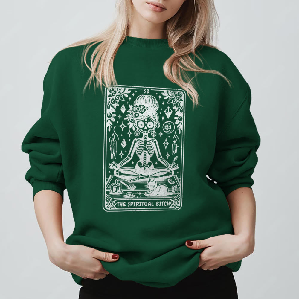 Olivenorma Spiritual Bitch Meditation Yoga Sweatshirt - Green - 2XL - image 7