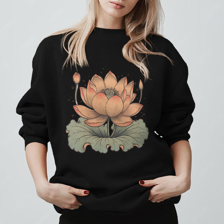 Olivenorma Lotus Bloom Yoga Meditation Sweatshirt - Black - 2XL - image 5