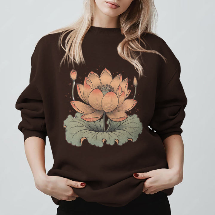 Olivenorma Lotus Bloom Yoga Meditation Sweatshirt - Brown - 2XL - image 11