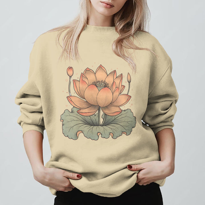 Olivenorma Lotus Bloom Yoga Meditation Sweatshirt - LightYellow - 2XL - image 3