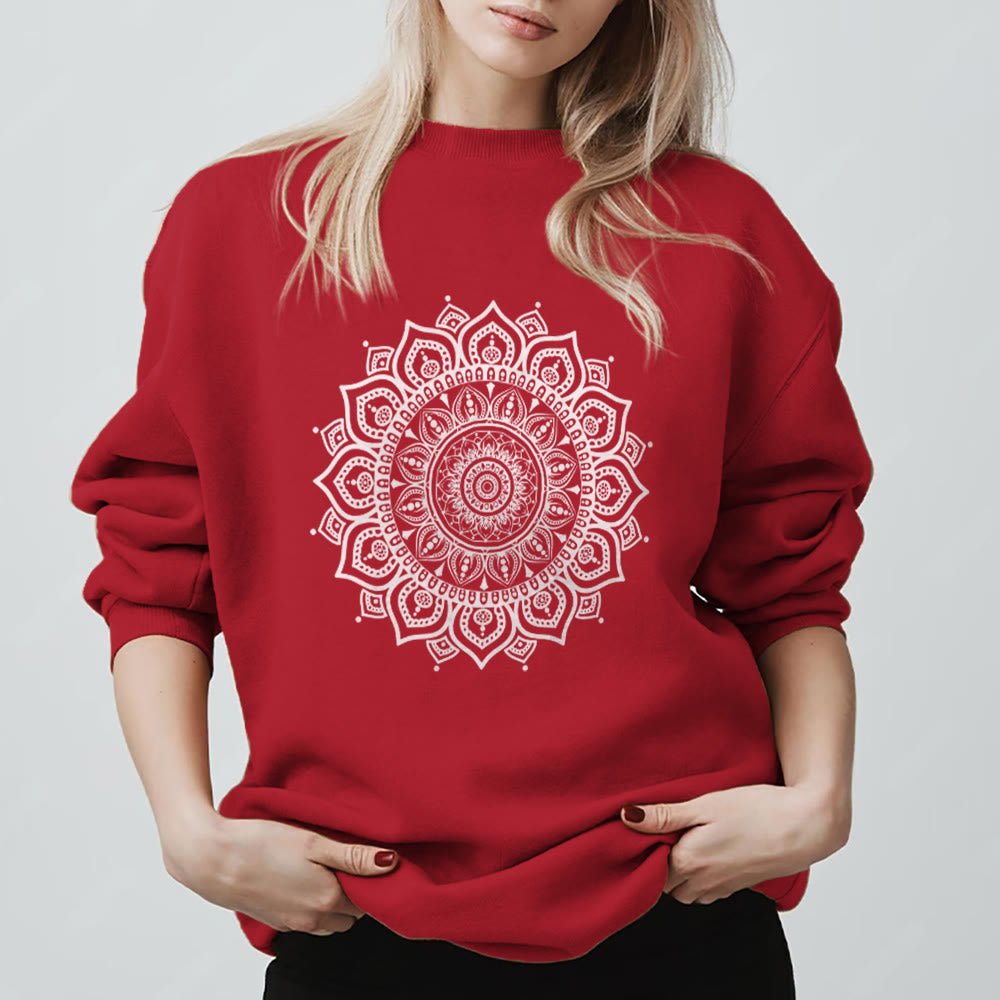 Olivenorma Zen Mandala Sacred Geometry Yoga Sweatshirt - Red - 2XL - image 1