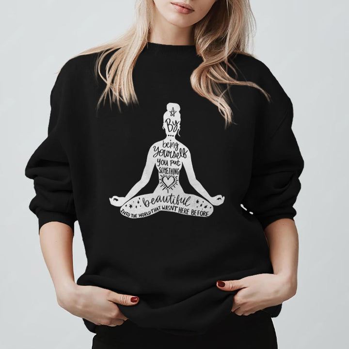 Olivenorma Mindful Balance Yoga Meditation Sweatshirt - Black - 2XL - image 9