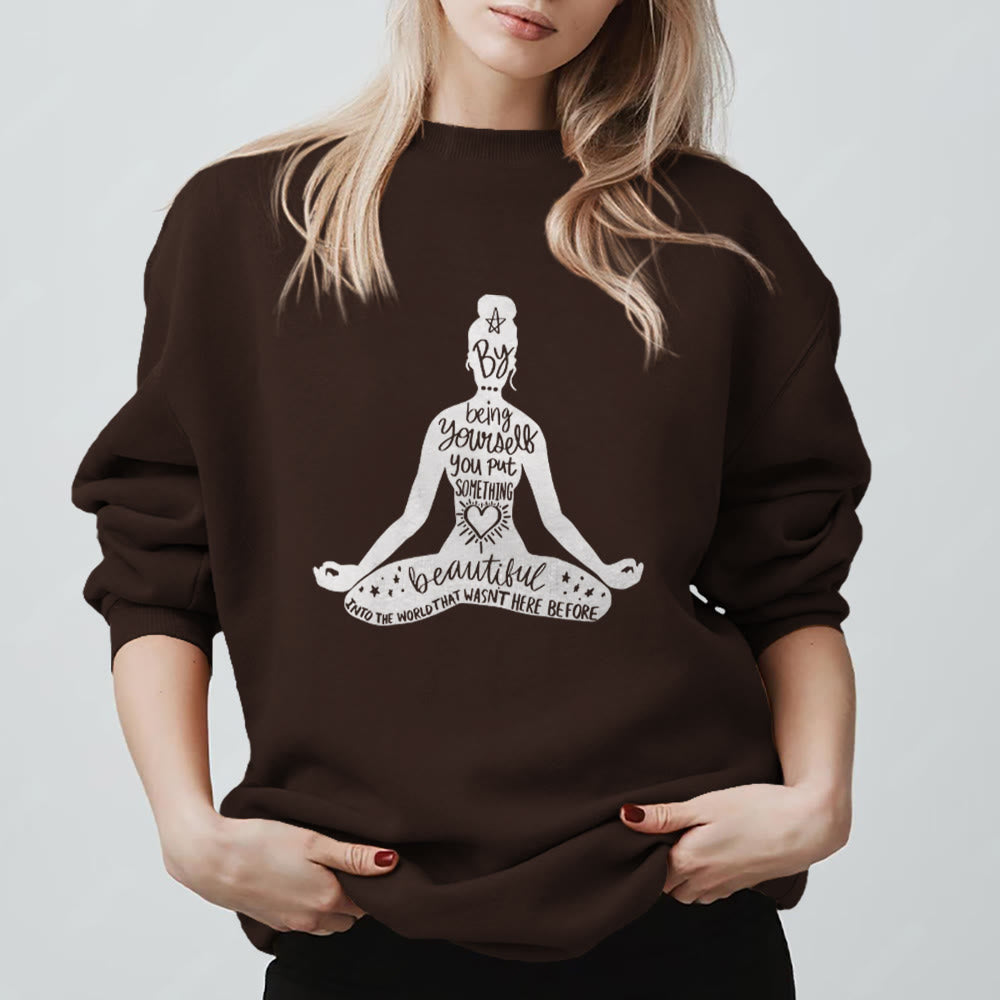 Olivenorma Mindful Balance Yoga Meditation Sweatshirt - Brown - 2XL - image 13