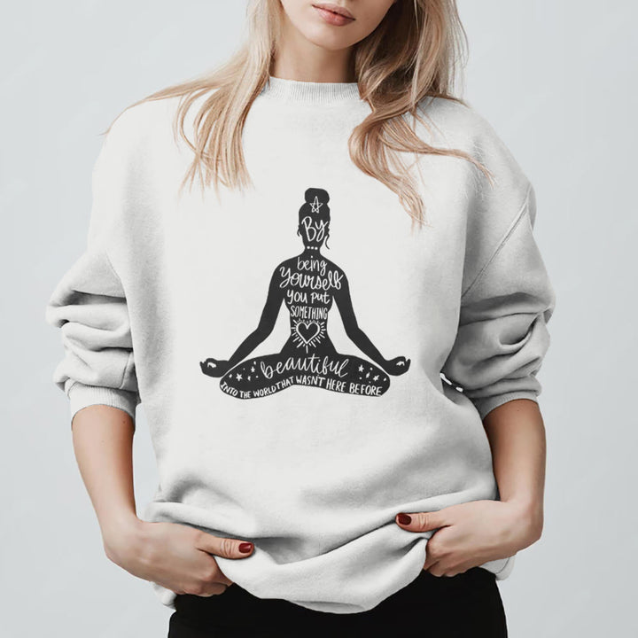 Olivenorma Mindful Balance Yoga Meditation Sweatshirt - White - 2XL - image 7