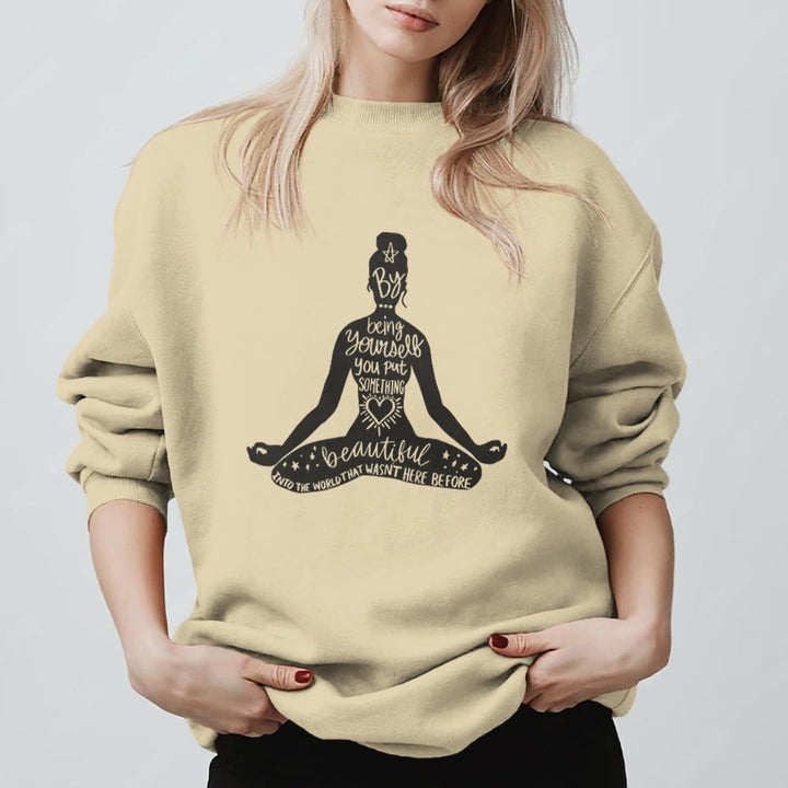 Olivenorma Mindful Balance Yoga Meditation Sweatshirt - LightYellow - 2XL - image 3