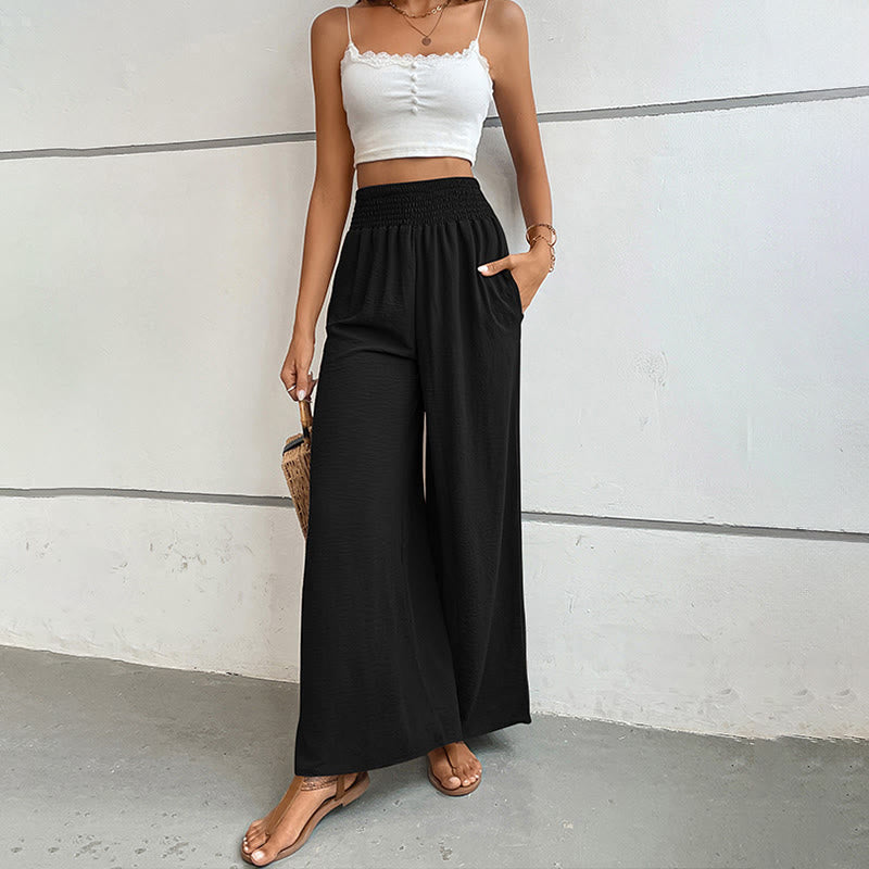 Olivenorma Summer Casual High-Waist Loose Fit Wide-Leg Elastic Waist Pants - image 1