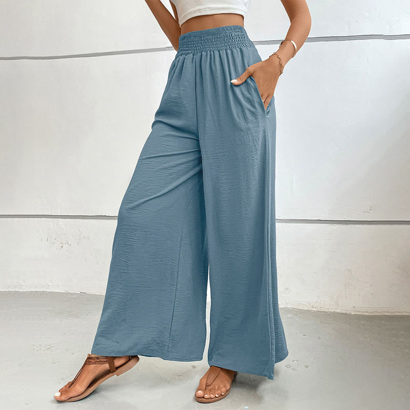 Olivenorma Summer Casual High-Waist Loose Fit Wide-Leg Elastic Waist Pants - image 52
