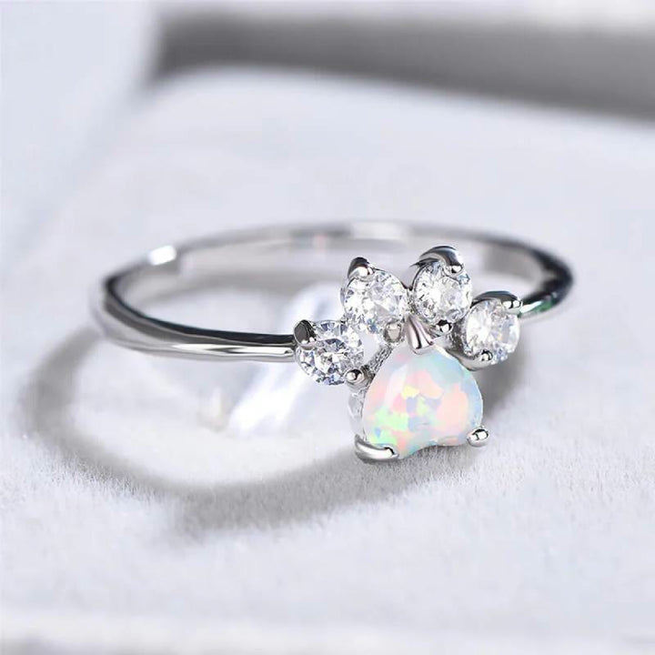 FREE Today: Heart Shaped Opal Zircon Cute Dog Paw Ring - White Opal - US 13 - image 8