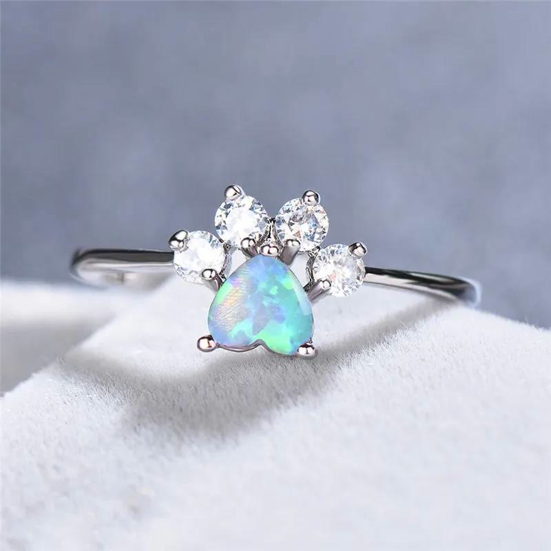 FREE Today: Heart Shaped Opal Zircon Cute Dog Paw Ring - image 3