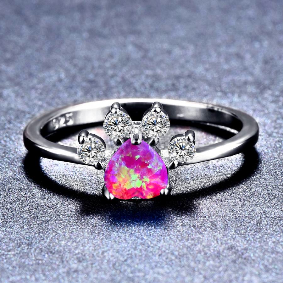 FREE Today: Heart Shaped Opal Zircon Cute Dog Paw Ring - Purple Opal - US 13 - image 14