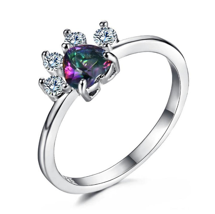 FREE Today: Heart Shaped Opal Zircon Cute Dog Paw Ring - Colorful Zircon - US 13 - image 16
