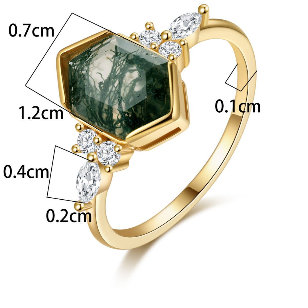 FREE Today: Geometric Hexagonal Design Moss Agate Ring - image 3