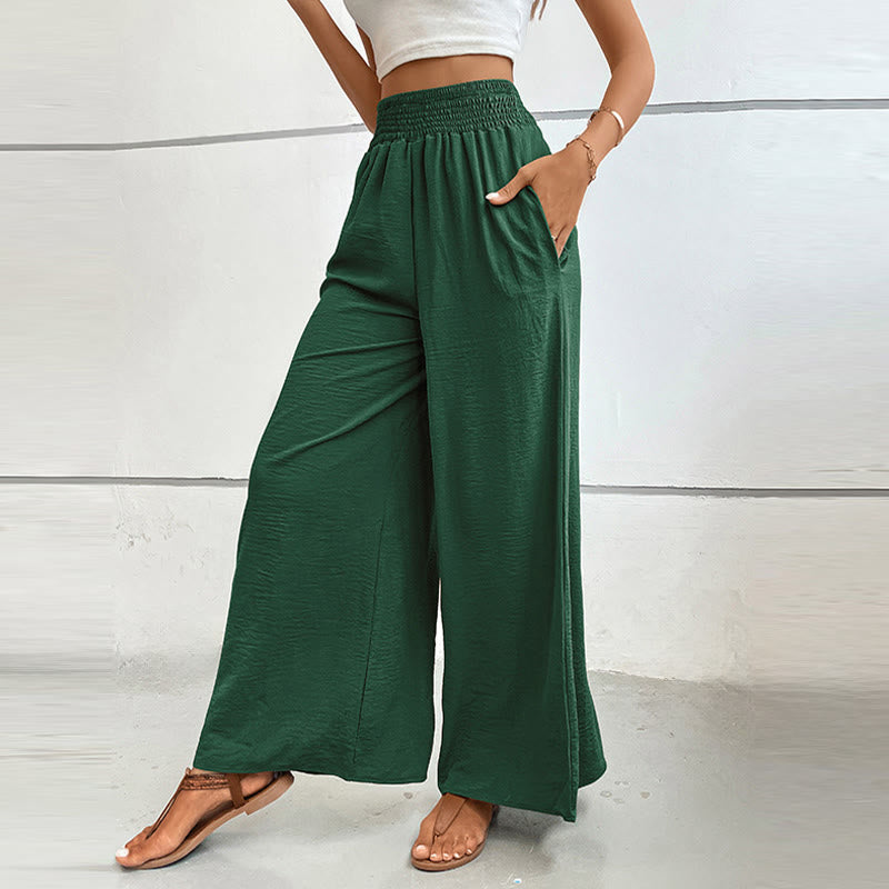 Olivenorma Summer Casual High-Waist Loose Fit Wide-Leg Elastic Waist Pants - image 36