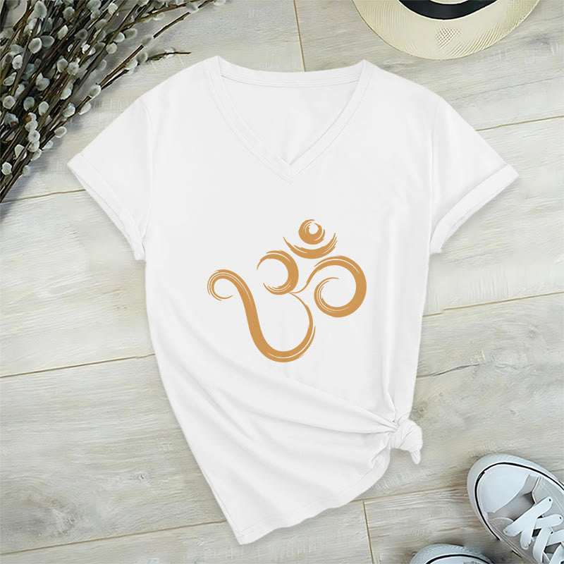 Olivenorma Breathe Yoga Meditation Inspirational V-Neck T-Shirt - White - 2XL - image 0