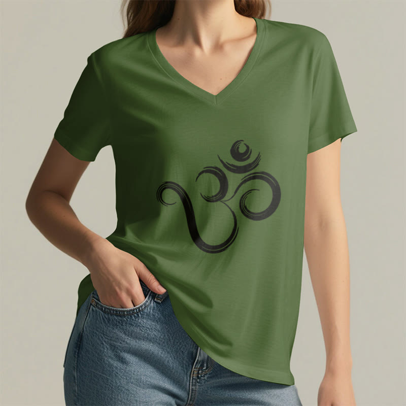 Olivenorma Breathe Yoga Meditation Inspirational V-Neck T-Shirt - image 7
