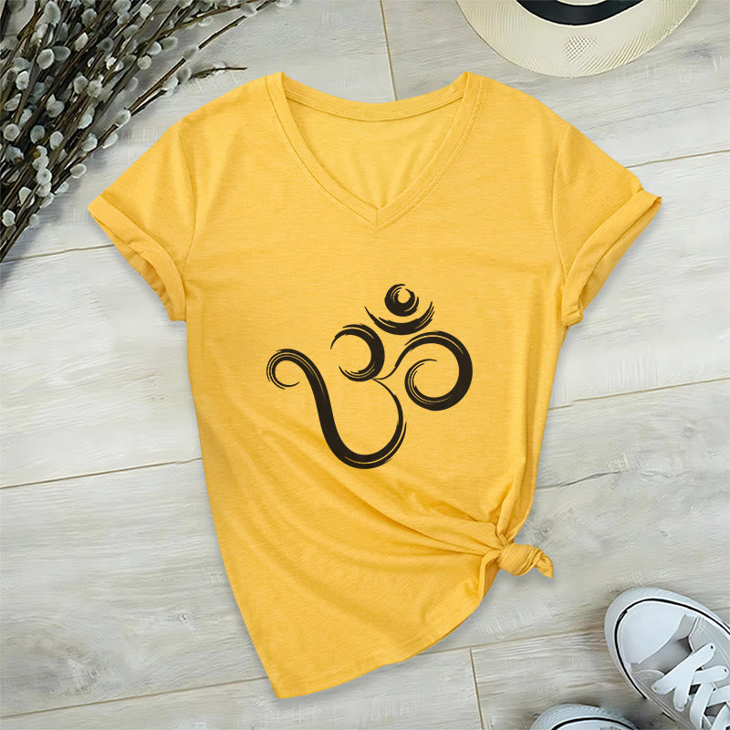 Olivenorma Breathe Yoga Meditation Inspirational V-Neck T-Shirt - Yellow - 2XL - image 14