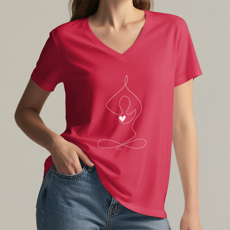 Olivenorma Yoga Meditation Spiritual Pose V-Neck T-Shirt - image 13