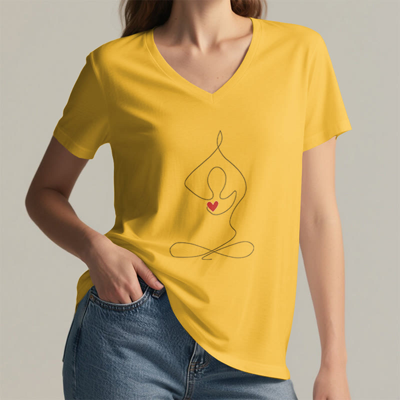 Olivenorma Yoga Meditation Spiritual Pose V-Neck T-Shirt - image 15