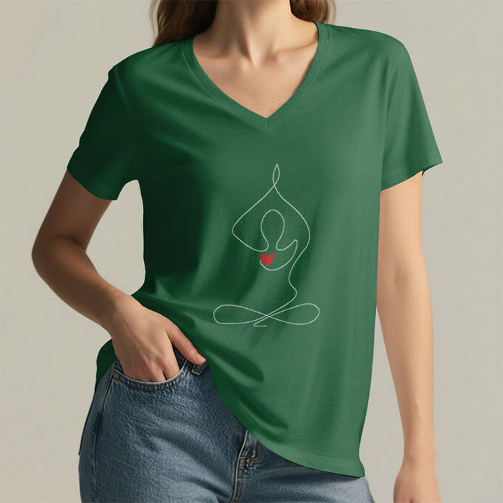 Olivenorma Yoga Meditation Spiritual Pose V-Neck T-Shirt - image 5