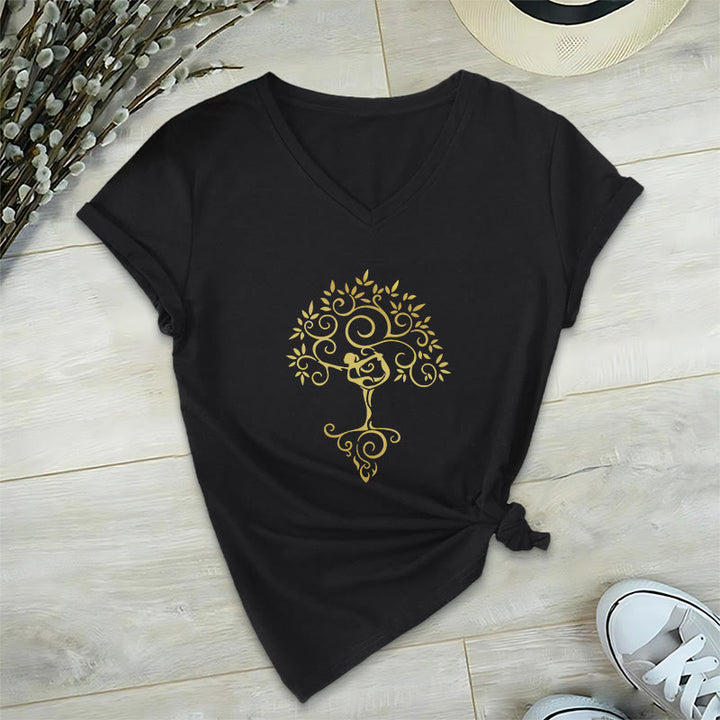 Olivenorma Yoga Lover Namaste Meditation V-Neck T-Shirt - Black - 2XL - image 12