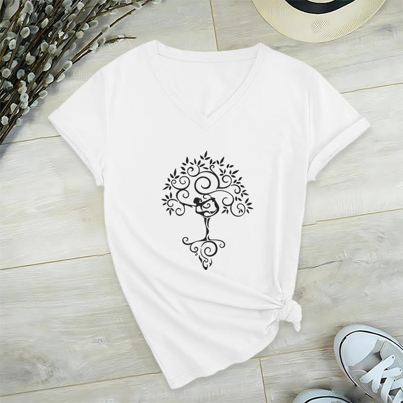 Olivenorma Yoga Lover Namaste Meditation V-Neck T-Shirt - White - 2XL - image 2