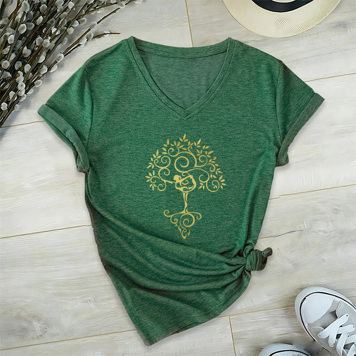 Olivenorma Yoga Lover Namaste Meditation V-Neck T-Shirt - Dark Green - 2XL - image 6