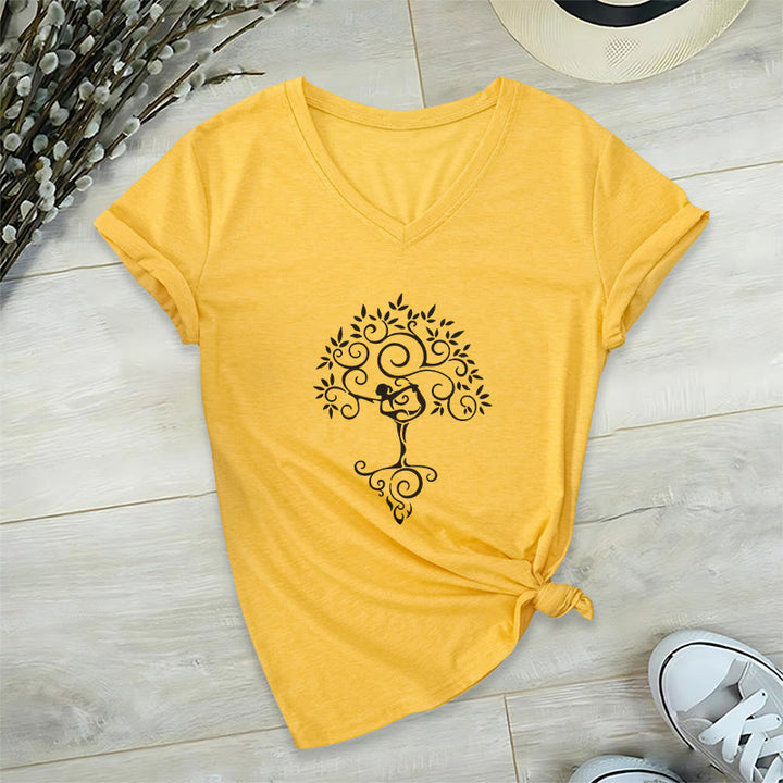 Olivenorma Yoga Lover Namaste Meditation V-Neck T-Shirt - Yellow - 2XL - image 16