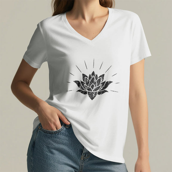 Olivenorma Lotus Zen Yoga V-neck T-shirt - image 7