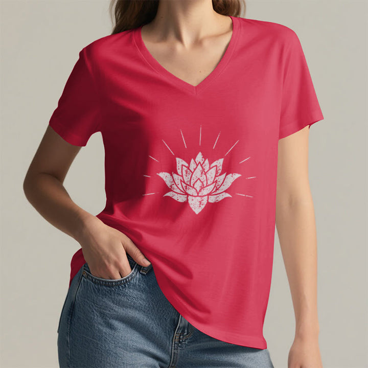 Olivenorma Lotus Zen Yoga V-neck T-shirt - image 15