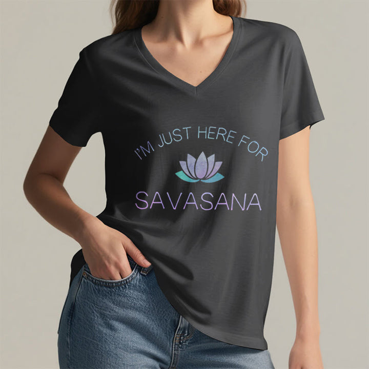 Olivenorma Here for Savasana Yoga V-Neck T-Shirt - image 3