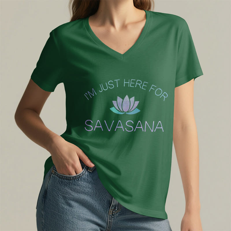 Olivenorma Here for Savasana Yoga V-Neck T-Shirt - image 11