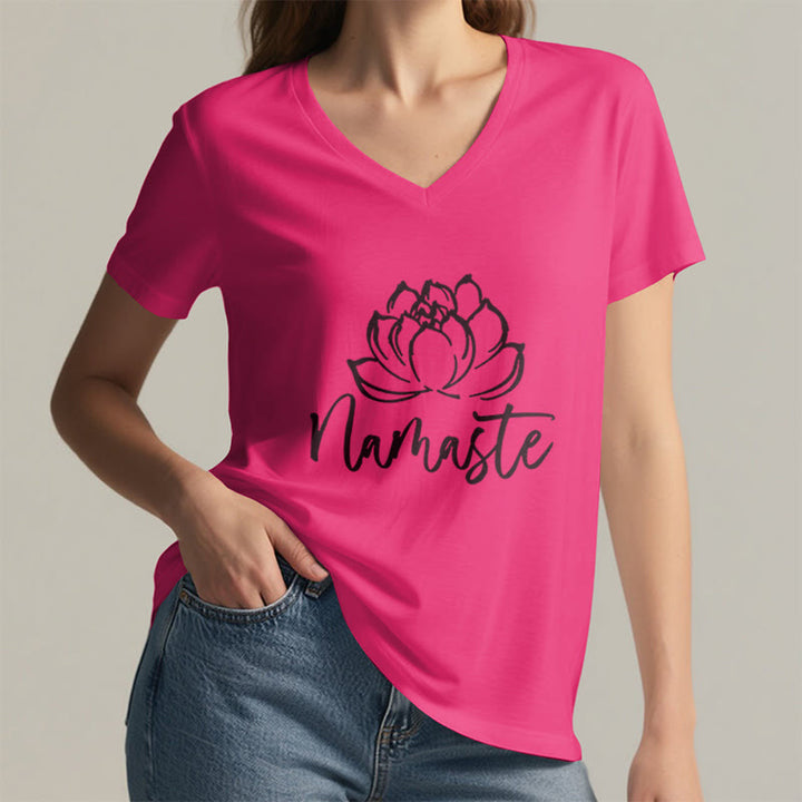 Olivenorma Lotus Yoga Meditation Namaste V-Neck T-Shirt - image 23