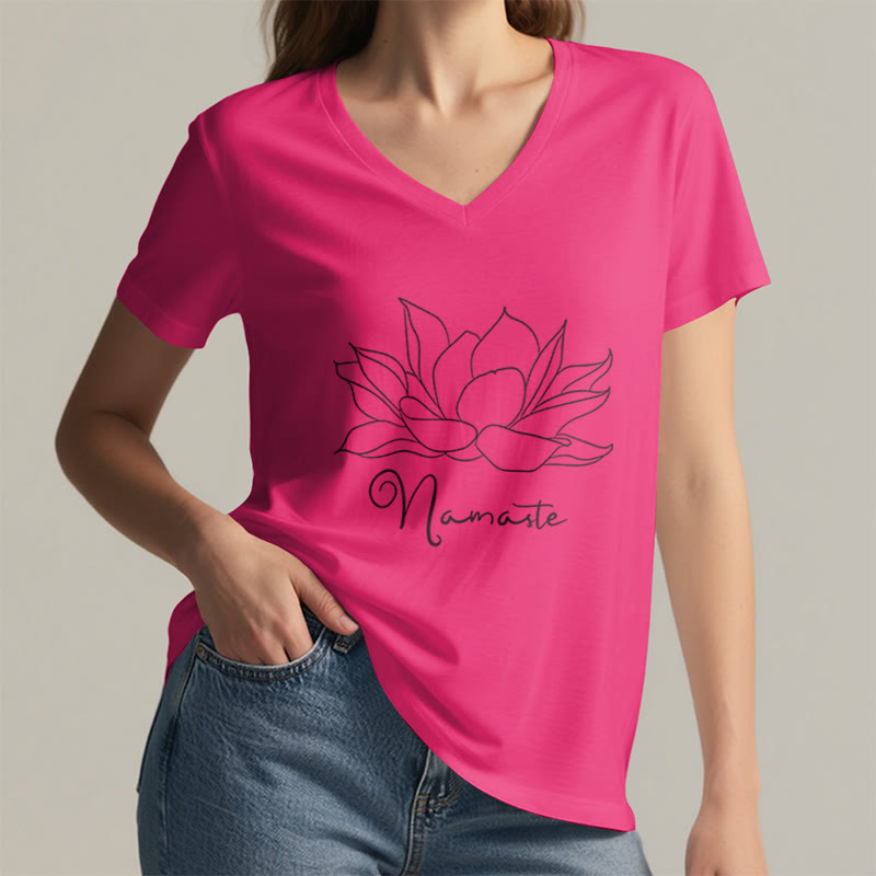 Olivenorma Oversized Namaste Yoga V-Neck T-Shirt - image 23