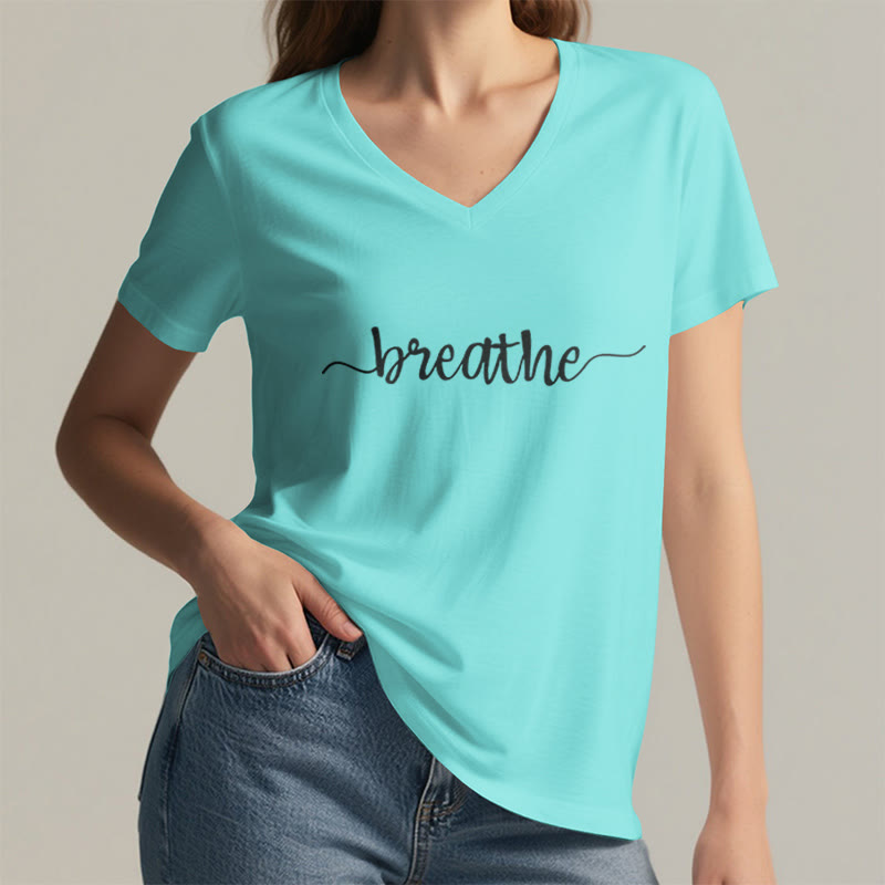 Olivenorma Breathe Yoga Meditation V-Neck T-Shirt - image 5