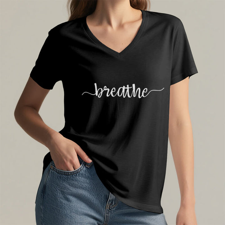 Olivenorma Breathe Yoga Meditation V-Neck T-Shirt - image 7