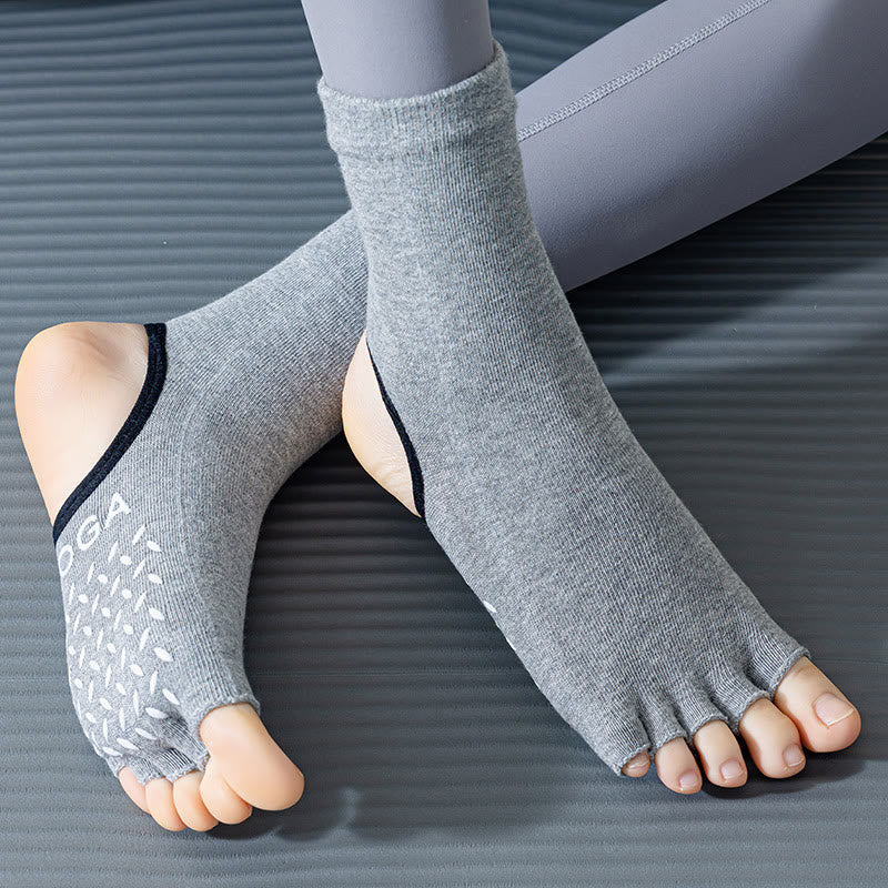 Olivenorma Women´s Open-Toe Non-Slip Five-Toe Yoga Socks - Grey - 4 Pairs - image 10