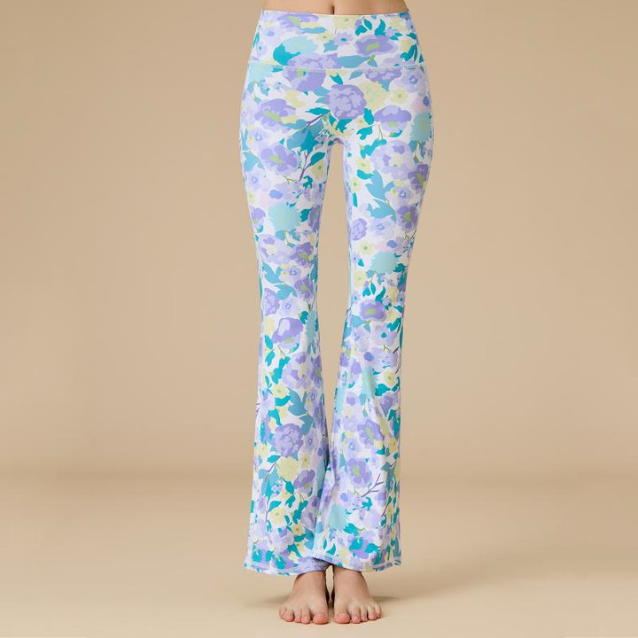 Olivenorma Women's Sculpted High-Waist Flare Yoga Pants - Blue-Purple Flower - XL - image 13