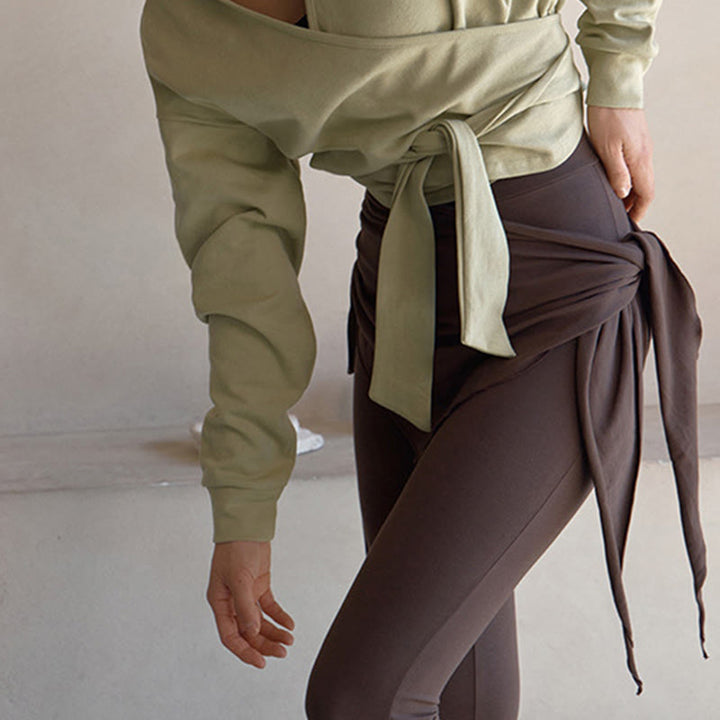 Olivenorma Women's Elegant High-Waist Tie-Detail Flare Pants - image 4