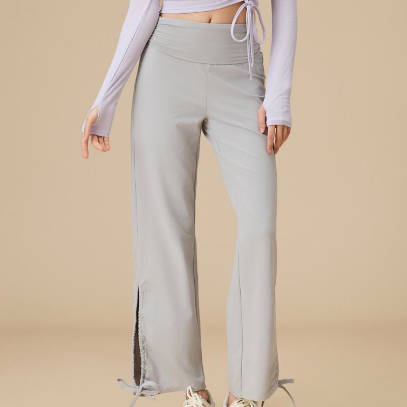 Olivenorma Women's Airy High-Waist Drawstring Wide Leg Pants - Gray - XL - image 3
