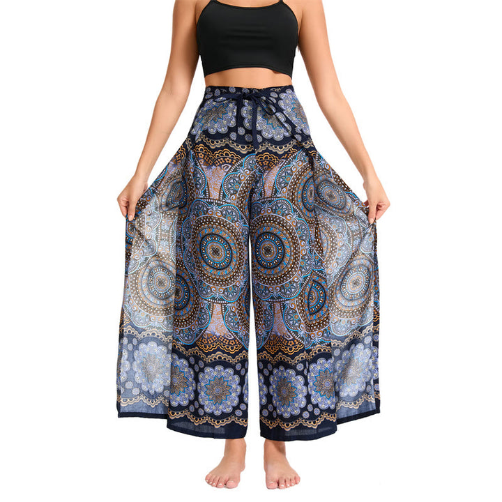 Olivenorma Women's Bohemian Butterfly Wide Leg Pants - Dark Blue - image 14