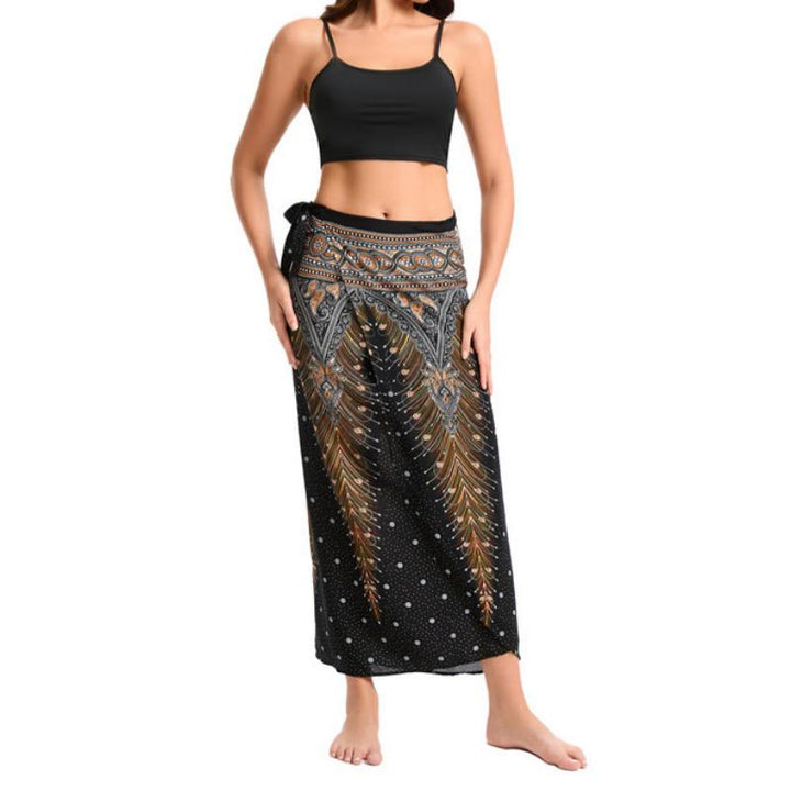 Olivenorma Women's One-Piece Wide Leg Wrap Dress - Peacock Black - image 0