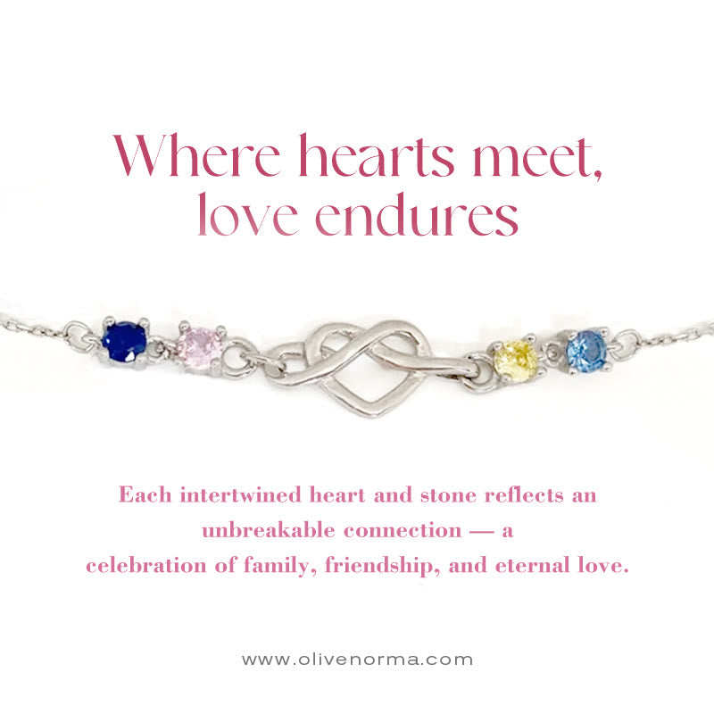 Olivenorma Personalized 1-8 Birthstones Heart Knot Gift Card Bracelet - image 0