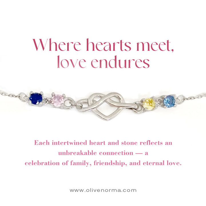 Olivenorma Personalized 1-8 Birthstones Heart Knot Gift Card Bracelet - image 0