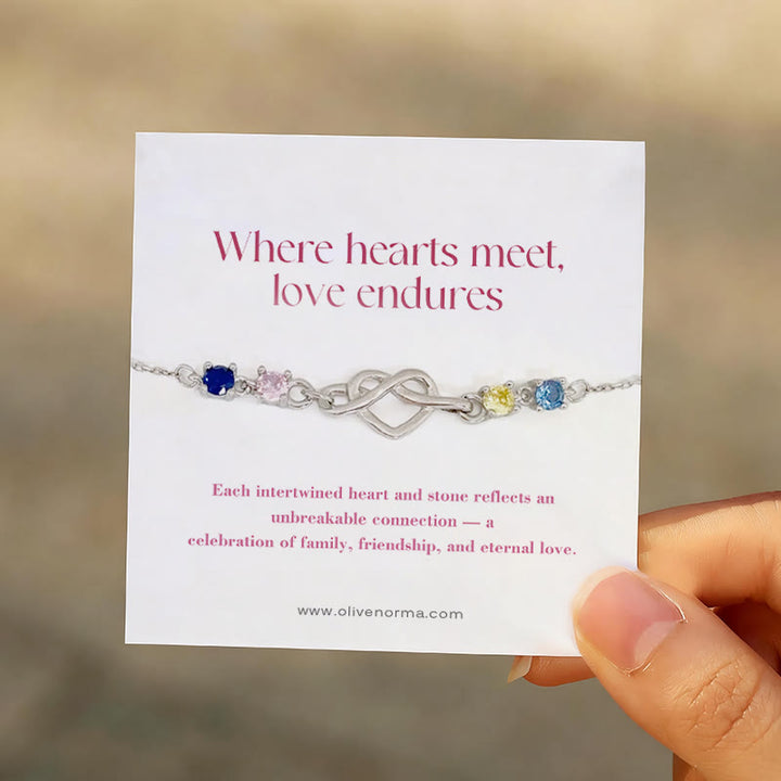 Olivenorma Personalized 1-8 Birthstones Heart Knot Gift Card Bracelet - image 2
